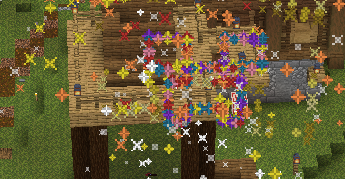Skyblockfeuerwerk durchs Fernglas